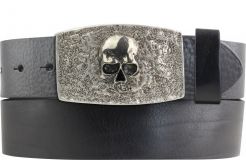 G�rtel aus Vollrindleder mit Totenkopf-Schlie�e 4,0 cm Schwarz