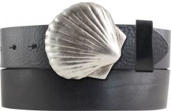 G�rtel aus Vollrindleder mit Muschel-Schlie�e 4,0 cm Schwarz