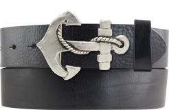 Gürtel aus Vollrindleder mit Anker-Schließe 4,0 cm Schwarz