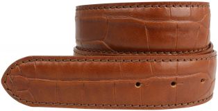Wechselgürtel mit Krokoprägung ohne Schließe 4,0 cm Tabac