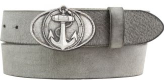 Gürtel aus weichem Vollrindleder mit Anker-Buckle 4,0 cm Dunkelgrau