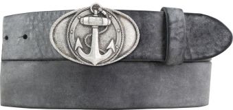 Gürtel aus weichem Vollrindleder mit Anker-Buckle 4,0 cm Schwarz