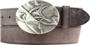 Gürtel aus weichem Vollrindleder mit Wellen-Buckle 4,0 cm Braun