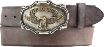 Gürtel aus weichem Vollrindleder mit Adler-Buckle 4,0 cm Braun