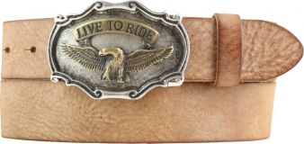 Gürtel aus weichem Vollrindleder mit Adler-Buckle 4,0 cm Tabac