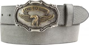 Gürtel aus weichem Vollrindleder mit Adler-Buckle 4,0 cm Dunkelgrau