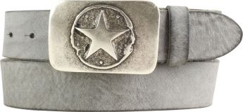 Gürtel aus weichem Vollrindleder mit Stern-Buckle 4,0 cm Dunkelgrau