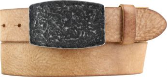 Gürtel aus weichem Vollrindleder mit Buckle 4,0 cm Tabac