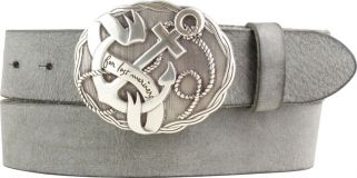 Gürtel aus weichem Vollrindleder mit Anker-Buckle 4,0 cm Dunkelgrau