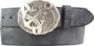 Gürtel aus weichem Vollrindleder mit Anker-Buckle 4,0 cm Schwarz