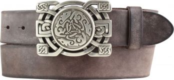 Gürtel aus weichem Vollrindleder mit Keltischer Buckle 4,0 cm Braun