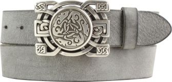 Gürtel aus weichem Vollrindleder mit Keltischer Buckle 4,0 cm Dunkelgrau