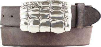 Gürtel aus weichem Vollrindleder mit Kroko-Buckle 4,0 cm Braun