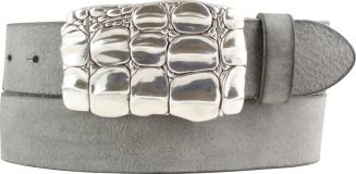 Gürtel aus weichem Vollrindleder mit Kroko-Buckle 4,0 cm Dunkelgrau