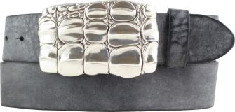 Gürtel aus weichem Vollrindleder mit Kroko-Buckle 4,0 cm Schwarz