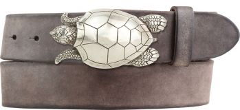 Gürtel aus weichem Vollrindleder mit Schildkröte-Buckle 4,0 cm Braun