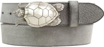 Gürtel aus weichem Vollrindleder mit Schildkröte-Buckle 4,0 cm Dunkelgrau