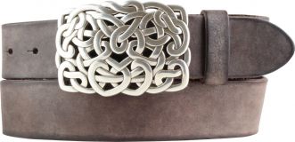 Damen-Gürtel aus weichem Vollrindleder mit Knoten-Buckle 4,0 cm Braun