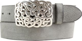 Damen-Gürtel aus weichem Vollrindleder mit Knoten-Buckle 4,0 cm Dunkelgrau