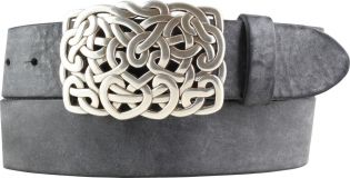 Herren-Gürtel aus weichem Vollrindleder mit Knoten-Buckle 4,0 cm Schwarz