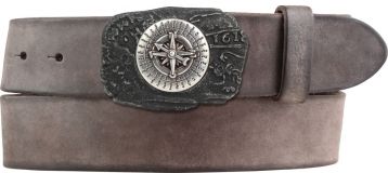 Gürtel aus weichem Vollrindleder mit Kompass-Buckle 4,0 cm Braun