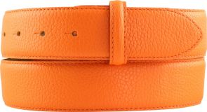 Wechselgürtel mit gemasertem Leder und Steppnaht ohne Schließe 4,0 cm Orange