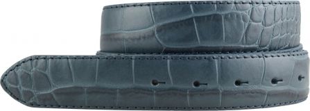 Wechselgürtel mit Krokoprägung ohne Schließe 3,5 cm Jeansblau