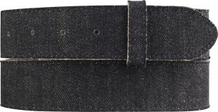 Wechselgürtel aus Leder und Denim ohne Schließe 4,0 cm Schwarz