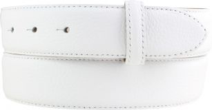 Wechselgürtel mit gemasertem Leder und Steppnaht ohne Schließe 3,5 cm Weiß