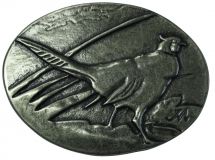Gürtelschnalle Fasan 4,0 cm Altsilber