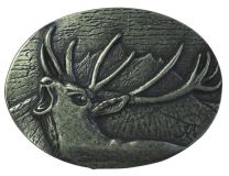 Gürtelschnalle Hirsch 4,0 cm Altsilber