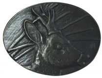 Gürtelschnalle Reh 4,0 cm Altsilber