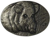 Gürtelschnalle Wildschwein 4,0 cm Altsilber