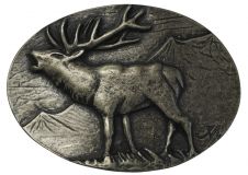 Gürtelschnalle Hirsch 4,0 cm Altsilber