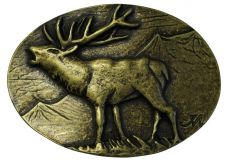 Gürtelschnalle Hirsch 4,0 cm Altmessing