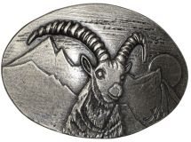 Gürtelschnalle Steinbock 4,0 cm Altsilber