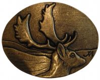 Gürtelschnalle Dammhirsch 4,0 cm Altmessing