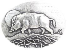 Gürtelschnalle Wildschwein 4,0 cm Altsilber