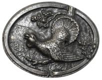 Gürtelschnalle Auerhahn 4,0 cm Altsilber