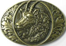 Gürtelschnalle Steinbock 4,0 cm Altmessing