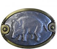 Gürtelschnalle Wildschwein 4,0 cm Altsilber