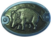 Gürtelschnalle Wildschwein 4,0 cm Altmessing