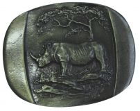 Gürtelschnalle Nashorn 4,0 cm Altsilber