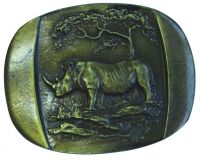 Gürtelschnalle Nashorn 4,0 cm Altmessing