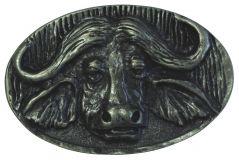 Gürtelschnalle Kaffernbüffel 4,0 cm Altsilber