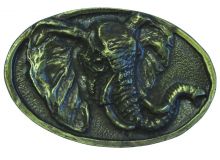 Gürtelschnalle Elefantenkopf 4,0 cm Altmessing