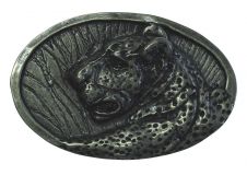 Gürtelschnalle Jaguarkopf 4,0 cm Altsilber