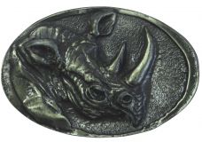 Gürtelschnalle Nashornkopf 4,0 cm Altsilber