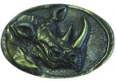 Gürtelschnalle Nashornkopf 4,0 cm Altmessing