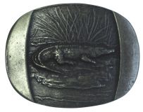 Gürtelschnalle Krokodil 4,0 cm Altsilber